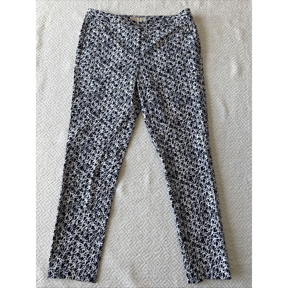 NWOT MICHAEL KORS Navy Blue & White Batik Pattern Skinny Pants Women’s 8